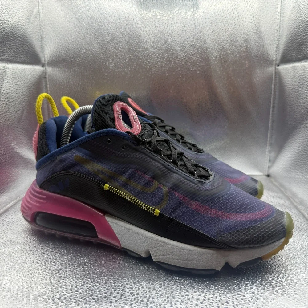 Size 8 Nike Air Max 2090 Blue Void‎ Active Fuchsia Mens Lace-Up Athletic Sneaker